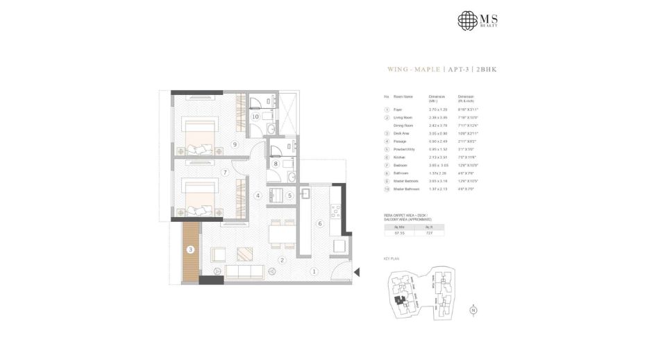 Courtyard-Kalina-Floor-Plan-Maple-2-BHK-727-sqft