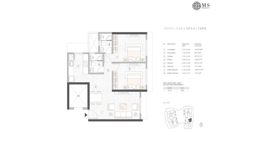 Courtyard-Kalina-Floor-Plan-Oak-2-BHK-680-sqft