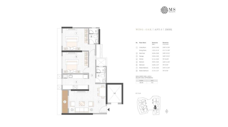 Courtyard-Kalina-Floor-Plan-Oak-2-BHK-742-sqft