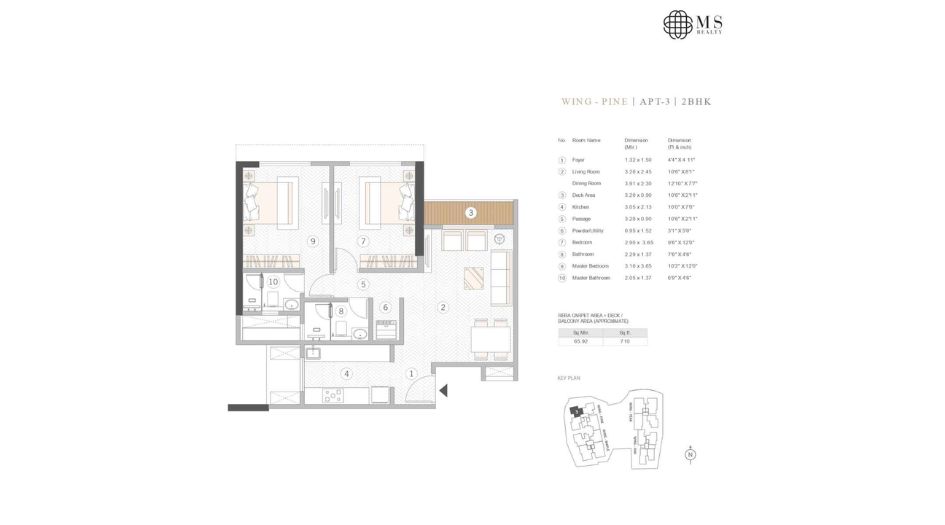 Courtyard-Kalina-Floor-Plan-Pine-2-BHK-710-sqft