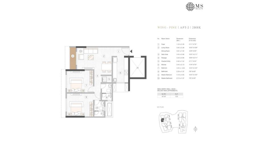 Courtyard-Kalina-Floor-Plan-Pine-2-BHK-722-sqft
