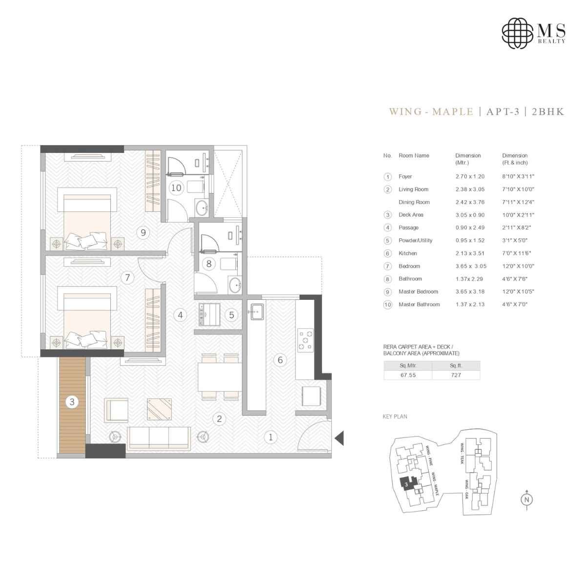Courtyard-Kalina-Floor-Plan-Maple-2-BHK-727-sqft