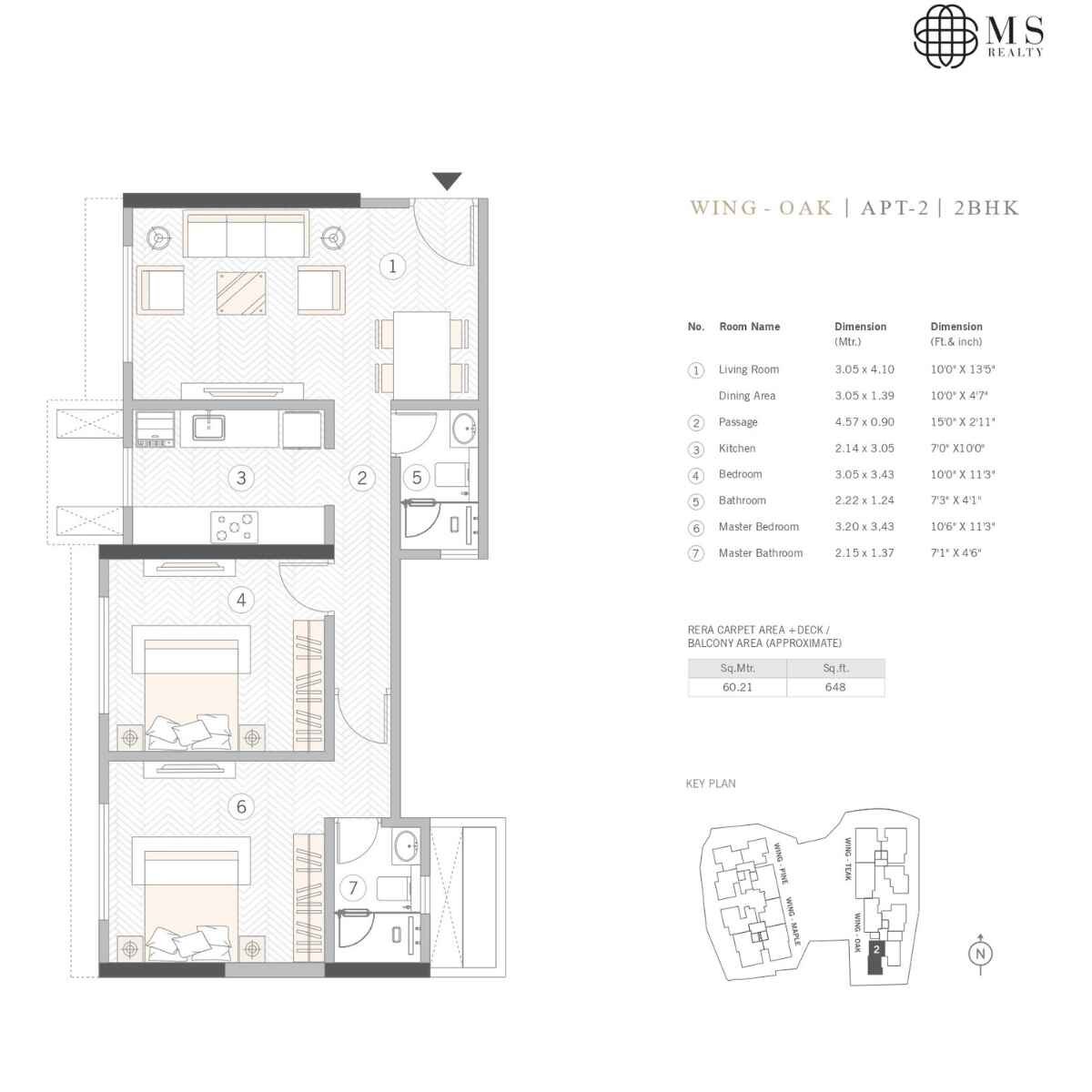 Courtyard-Kalina-Floor-Plan-Oak-2-BHK-648-sqft