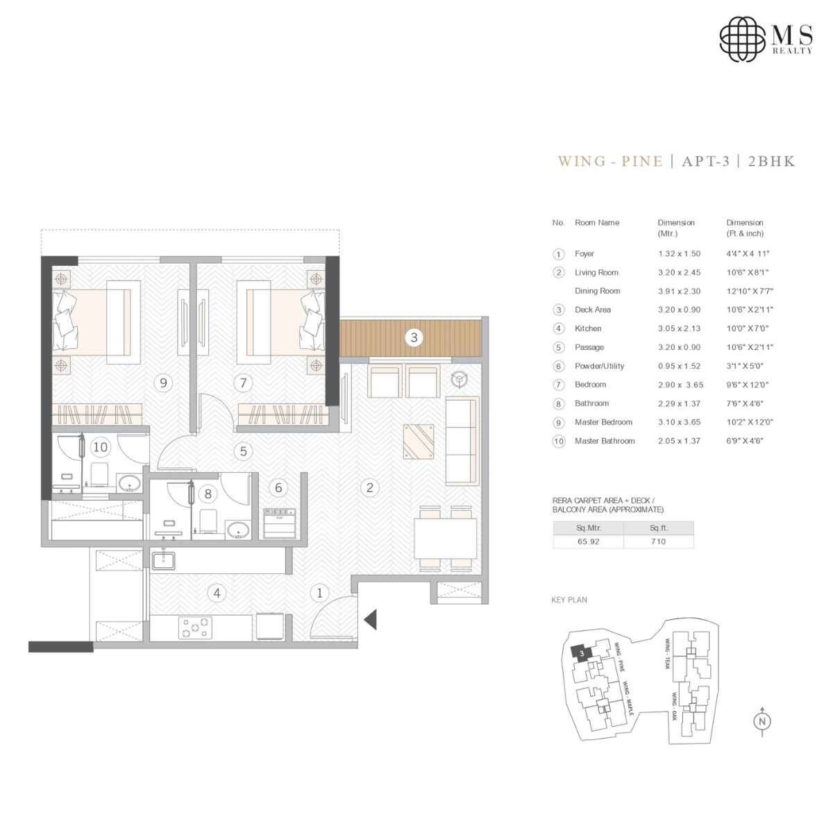 Courtyard-Kalina-Floor-Plan-Pine-2-BHK-710-sqft